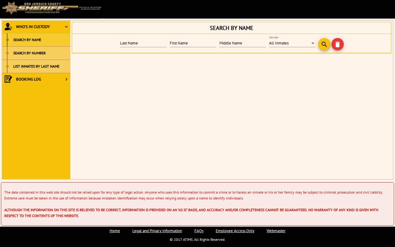 Manteca residents directory San Joaquin custody lookup