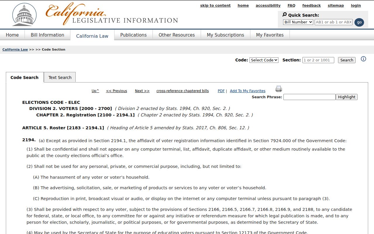 Manteca resident lookup California voter data statute